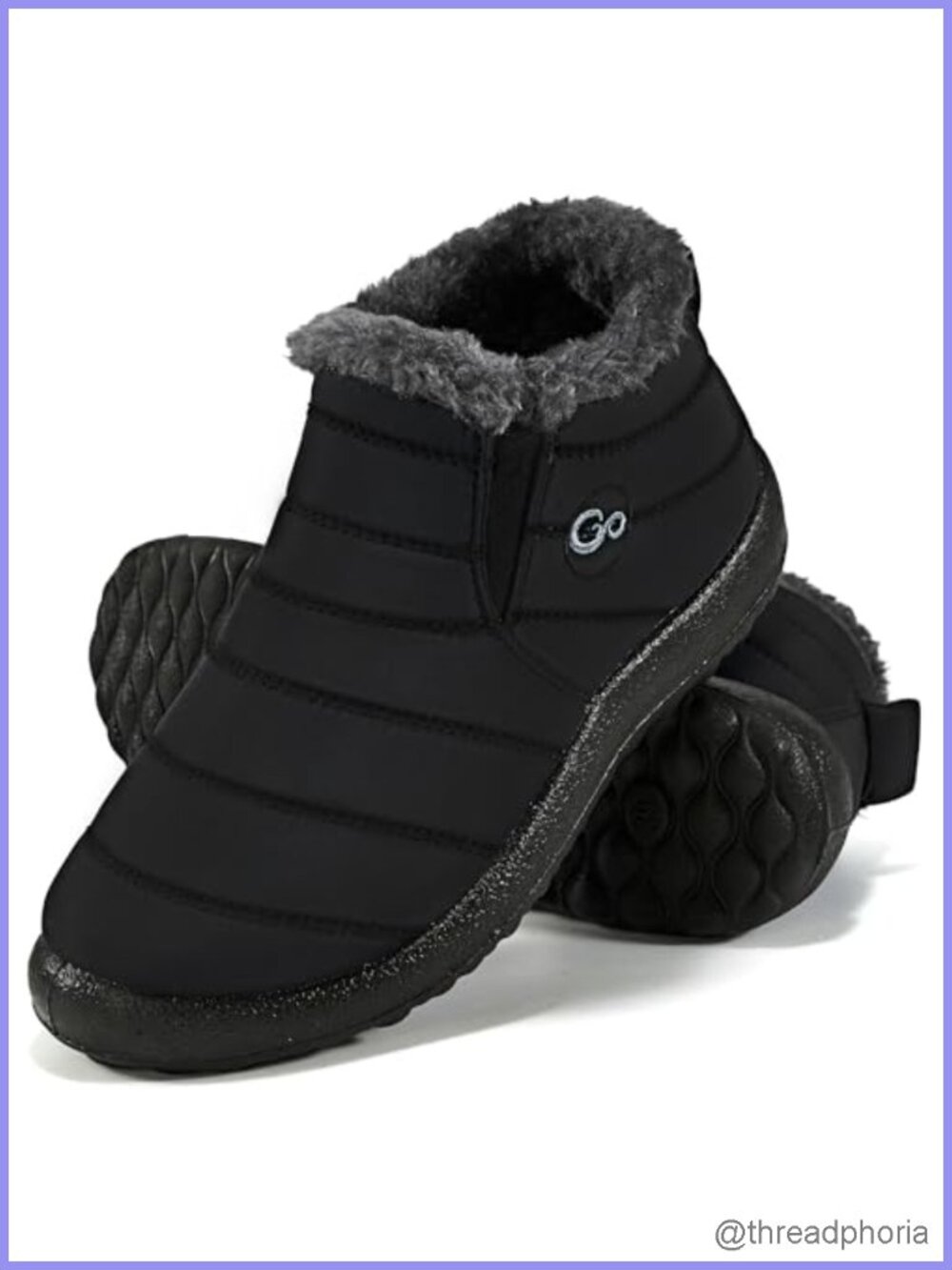 Waterproof Fur Lined Slip On Ankle Snow Boots for Women Winter